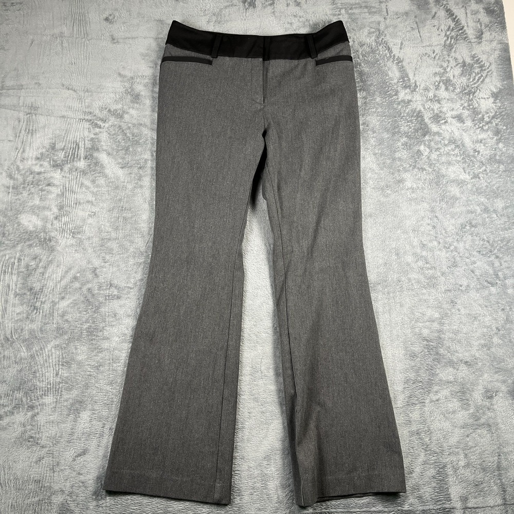 7th Avenue Design Studio Dress Pants Womens 8 Heather Gray Flat Front Wide Leg
